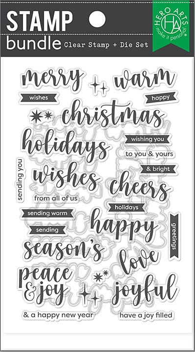 Hero Arts Clear Stamp & Die Combo - Joyful Christmas Messages