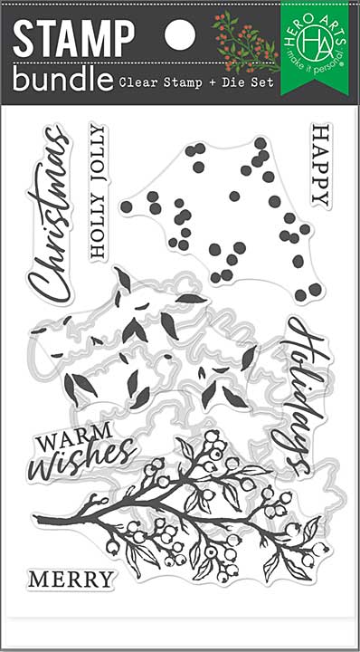 Hero Arts Clear Stamp & Die Combo - Color Layering Holly Branch