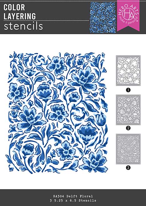 Hero Arts Whats Brewing Colour Layering Stencils Delft Floral
