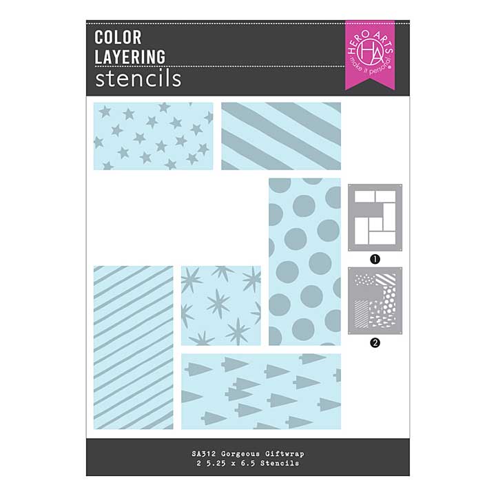 Hero Arts Best Gift Ever Color Layering Stencils Gorgeous Giftwrap