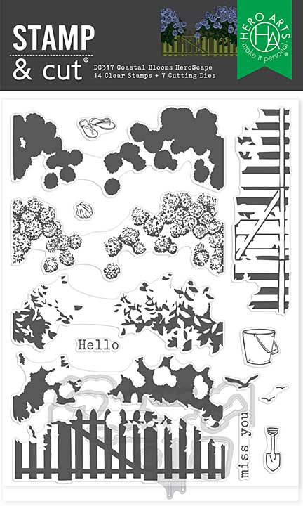 Hero Arts Seaside Blooms Stamp and Cut Coastal Blooms HeroScape