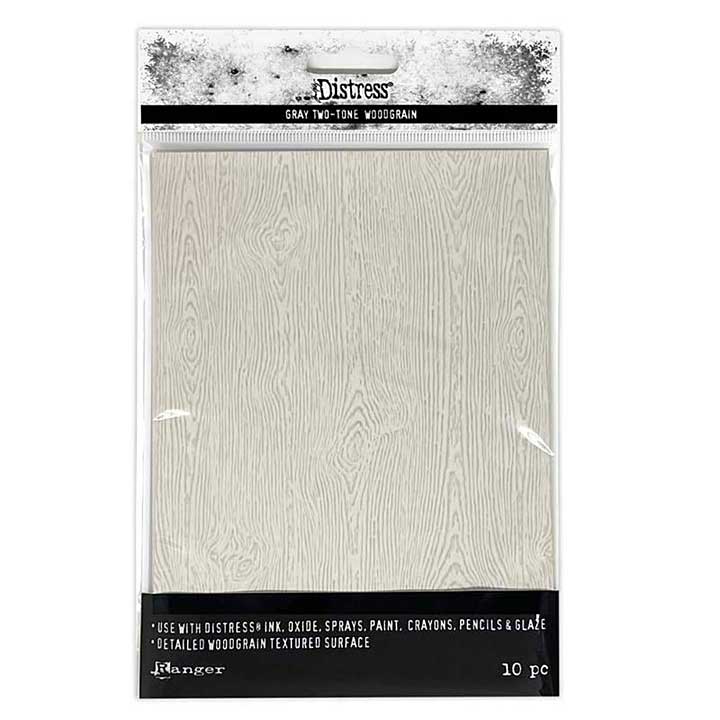 SO: Ranger Tim Holtz Distress Holiday Woodgrain Cardstock - Light Grey 10 Sheets of 5 x 7