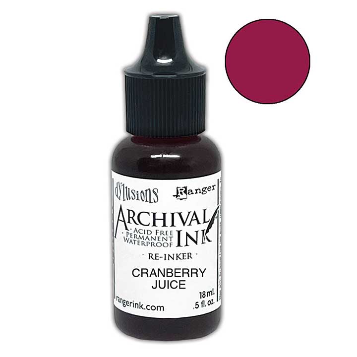Ranger Dyan Reaveley Dylusions Archival Ink Cranberry Juice Re-Inker 0.5 fl oz (ARD85263)