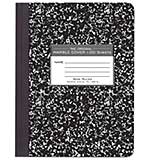 SO: Marble Composition Notebook - Black Hard Cover, Wide Rule (9.75 x 7.5, 100 Sheets)