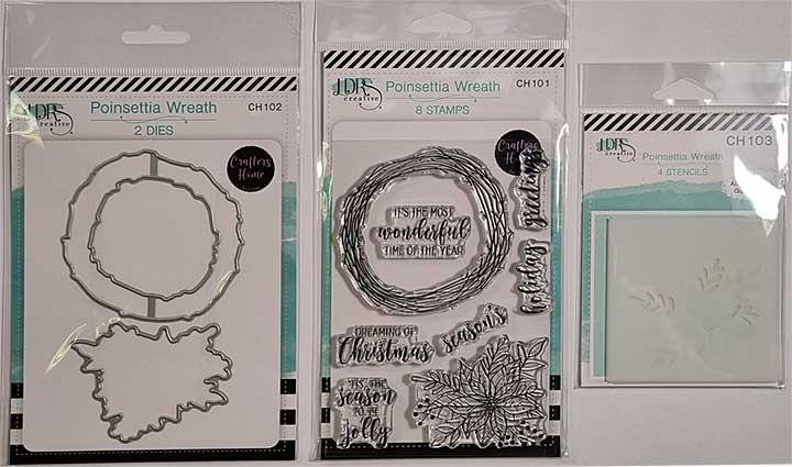 LDRS Poinsettia Wreath - Stamp, Die, Stencil Combo - Crafters Home Exclusive Set