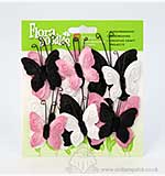 Petaloo Flora Doodles - Velvet Butterflies - Pink Poodle