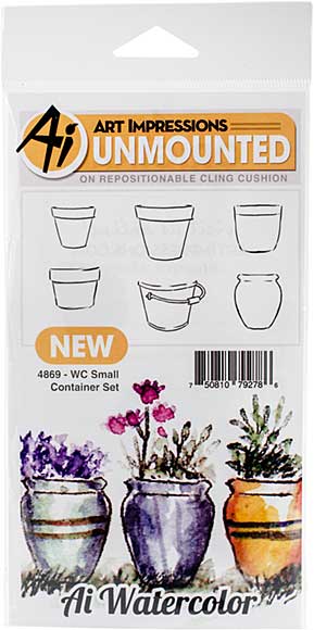 SO: Art Impressions Watercolor - Small Container Cling Rubber Stamps