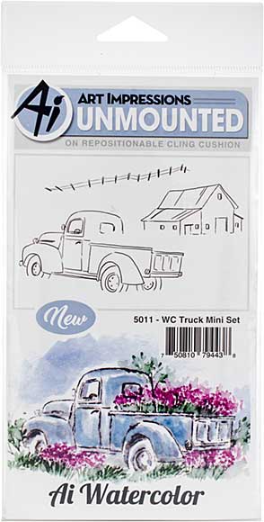 SO: Art Impressions Watercolor - Truck Mini Set Cling Rubber Stamps