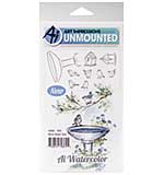 SO: Art Impressions Watercolor Cling Rubber Stamps - Bird Bath