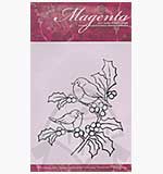 SO: Magenta Self-Cling Rubber Stamp - Christmas Holly Wreath