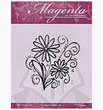 SO: Magenta Self-Cling Rubber Stamp - Delicate Daisies
