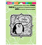 SO: Stampendous Christmas Cling Rubber Stamp 6.5x4.5 Sheet - Penguin Holiday