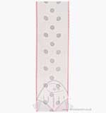 Ribbon 15mm Organza - Pale Pink with White Dots