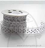 Ribbon 15mm Organza - White with Silver Dots