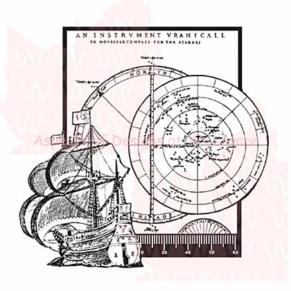 SO: Woodware Clear Stamps 3.5x3.5 Sheet - Ship and Compass
