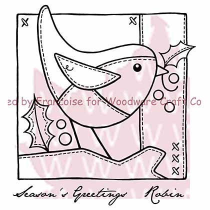 SO: Woodware Clear Stamps 3.5x3.5 Sheet - Patch Robin Square
