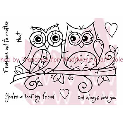 Woodware Clear Stamps 5.5x3.5 Sheet - Owl Love