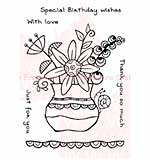 Woodware Clear Stamps 5.5x3.5 Sheet - Birthday Flowers