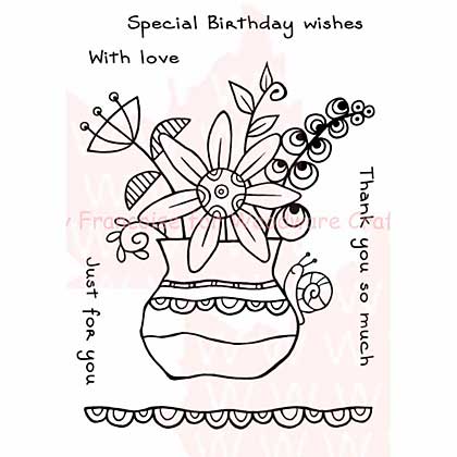 Woodware Clear Stamps 5.5x3.5 Sheet - Birthday Flowers