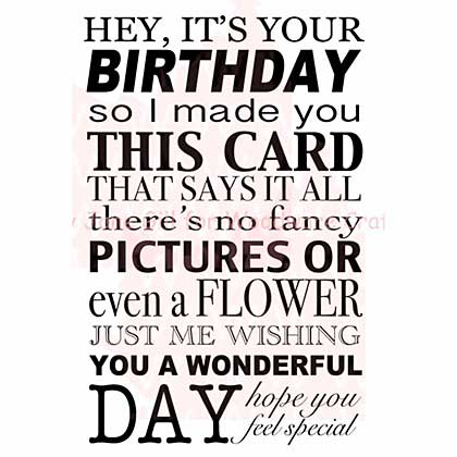 SO: Woodware Clear Stamps 3.5x5.5 Sheet - Hey, Its Your Birthday