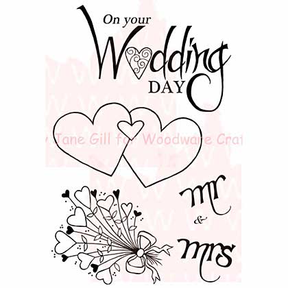 SO: Woodware Clear Stamps 3.5x5.5 Sheet - Mr and Mrs Hearts