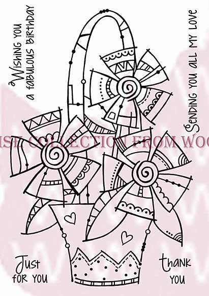 Doodle Flower Basket - Woodware Clear Magic Stamps