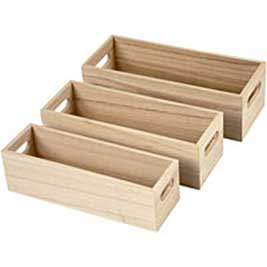 Set of 3 Nesting Wooden Storage Boxes