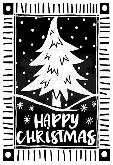 Woodware Clear Magic Stamps - Lino Cut Christmas Tree [WW1806]