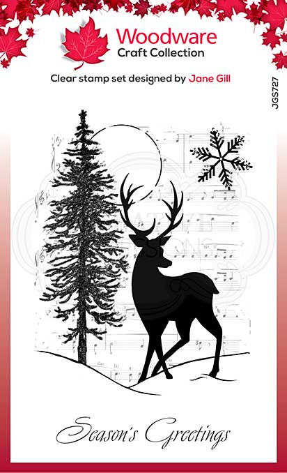 SO: Woodware Clear Singles Musical Deer 4 in x 6 in Stamp