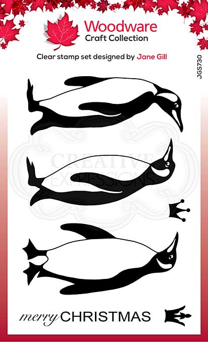 SO: Woodware Clear Singles King Penguins 4 in x 6 in Stamp