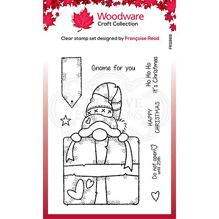 SO: Woodware Clear Singles Gnome Gift Stamp