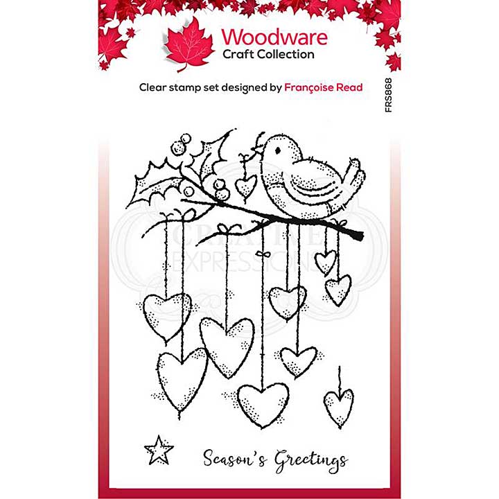 SO: Woodware Clear Singles Hanging Hearts Stamp