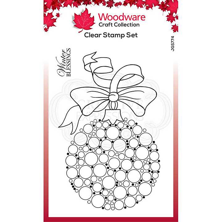 Woodware Clear Singles Bubble Bauble and Ribbon Stamp (4 x 6)