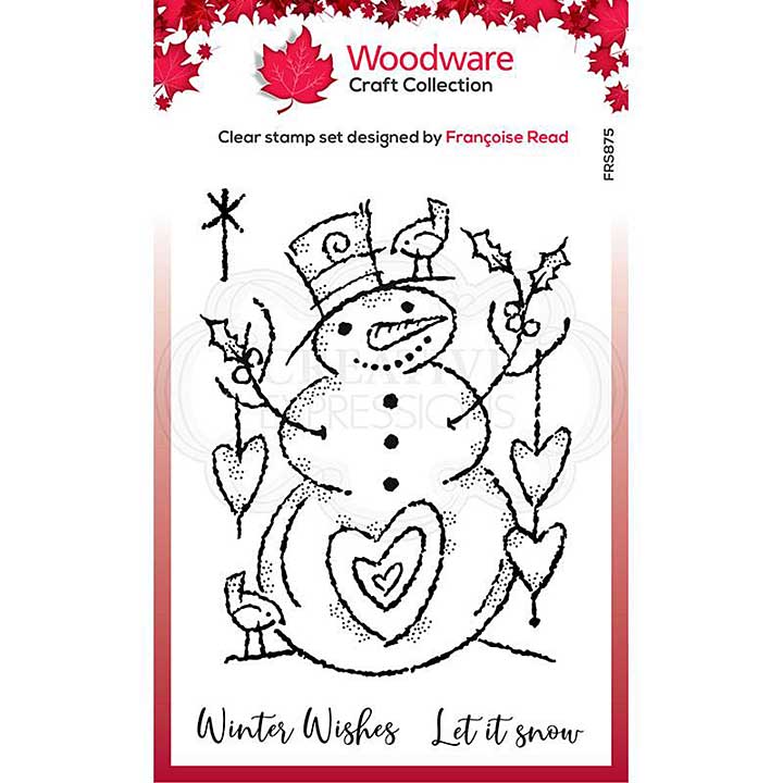 SO: Woodware Clear Singles Loving Snowman 4 in x 6 in Stamp