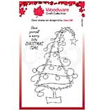 SO: Woodware Clear Singles Festive Fuzzies . Tall Christmas Tree 4 in x 6 in Stamp