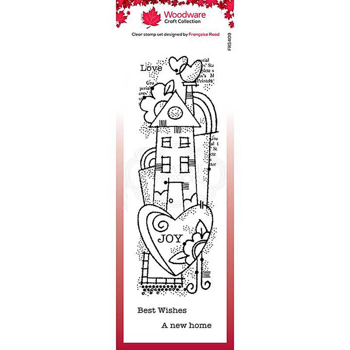 SO: Woodware Clear Singles Rainbow House 8 in x 2.6 in Stamp