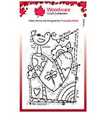 Woodware Clear Singles Rainbow Heart 4 in x 6 in Stamp