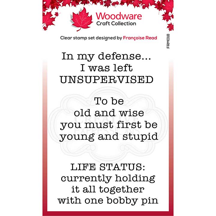Woodware Clear Singles Life Status 3.8 in x 2.6 in Stamp
