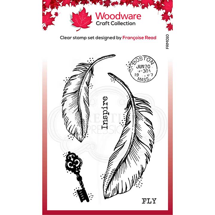 SO: Woodware Clear Singles Two Feathers 3.8 in x 2.6 in Stamp