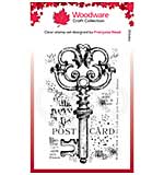 SO: Woodware Clear Singles Old Key 3.8 in x 2.6 in Stamp