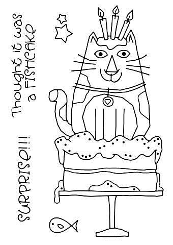 SO: Woodware Clear Singles Cat Birthday Cake Stamp (4x6)