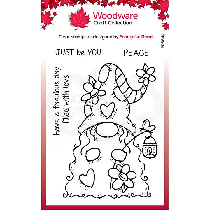 SO: Woodware Clear Singles Flower Power Gnome Stamp (4x6)