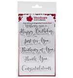 Woodware Clear Singles Curly Greetings Stamp (4x6)