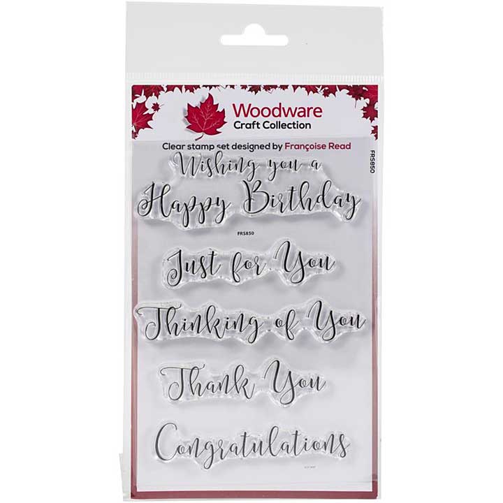 SO: Woodware Clear Singles Curly Greetings Stamp (4x6)