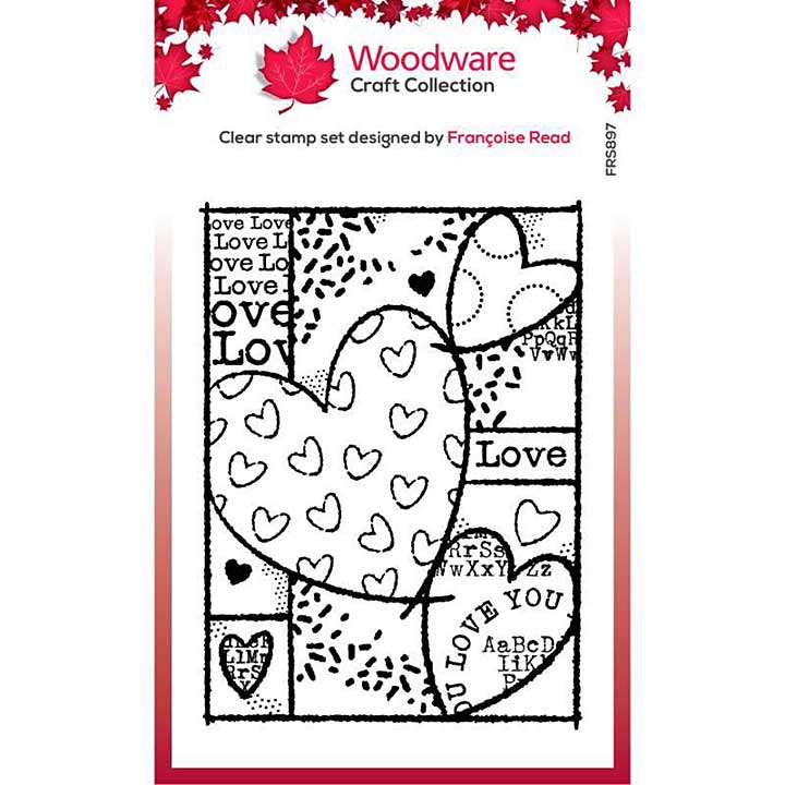 Woodware Clear Singles Heart Collage Stamp Set (4x6)
