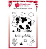 Woodware Clear Singles Fuzzie Friends Connie The Cow 4 in x 6 in Stamp