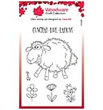 Woodware Clear Singles Fuzzie Friends Sadie The Sheep 4 in x 6 in Stamp