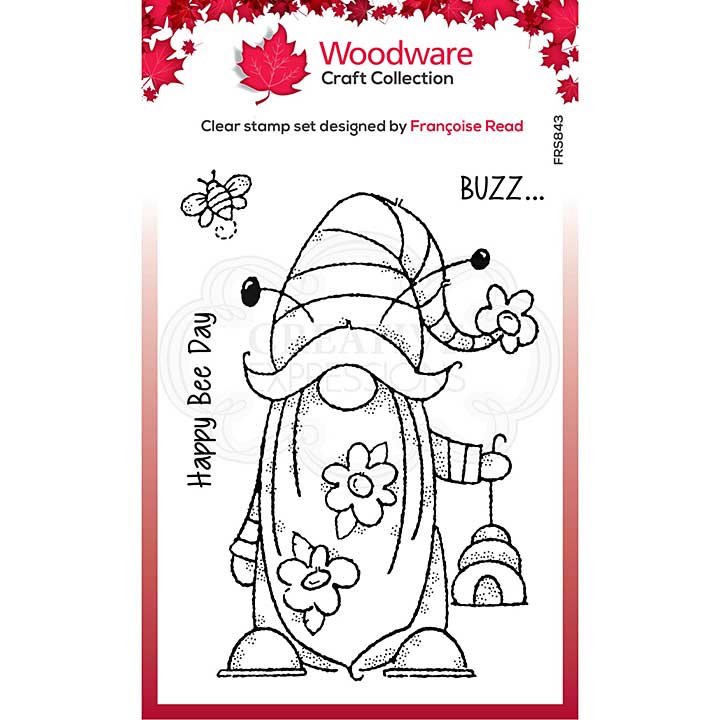 SO: Woodware Clear Singles Bee Gnome 4 in x 6 in Stamp