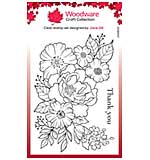 SO: Woodware Clear Singles Floral Thank You 4 in x 6 in Stamp
