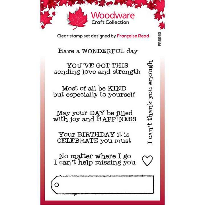 Woodware Clear Singles Long Tag Wishes 4 in x 6 in Stamp